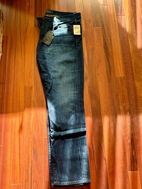 Men's Straight Jeans in Dark Blue Stretch Denim